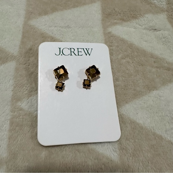 J crew gold Square sparkle earrings - Picture 2 of 3